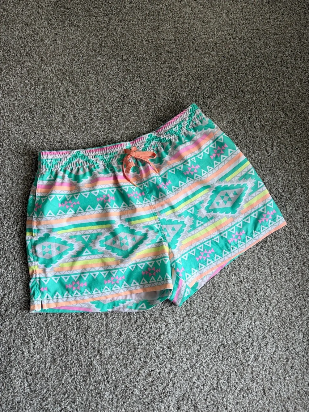 Chubbies Teal Aztec-Pattern Swim Trunks En Fuegos 4